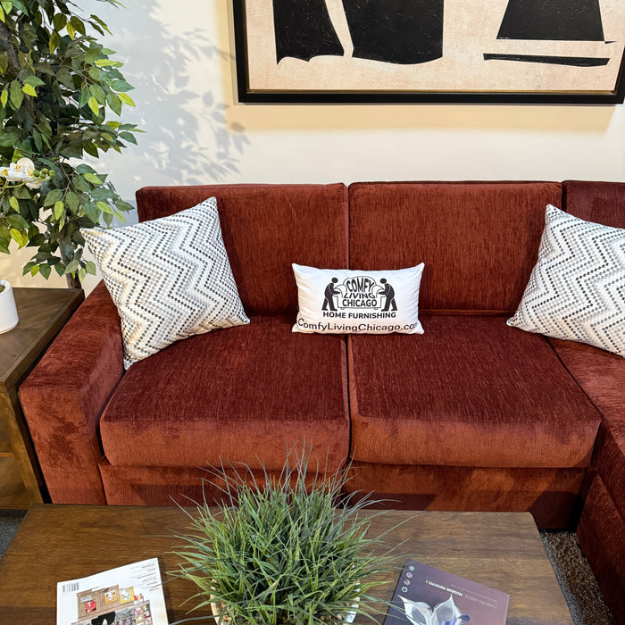 Daina Modular Sectional in Maroon Red