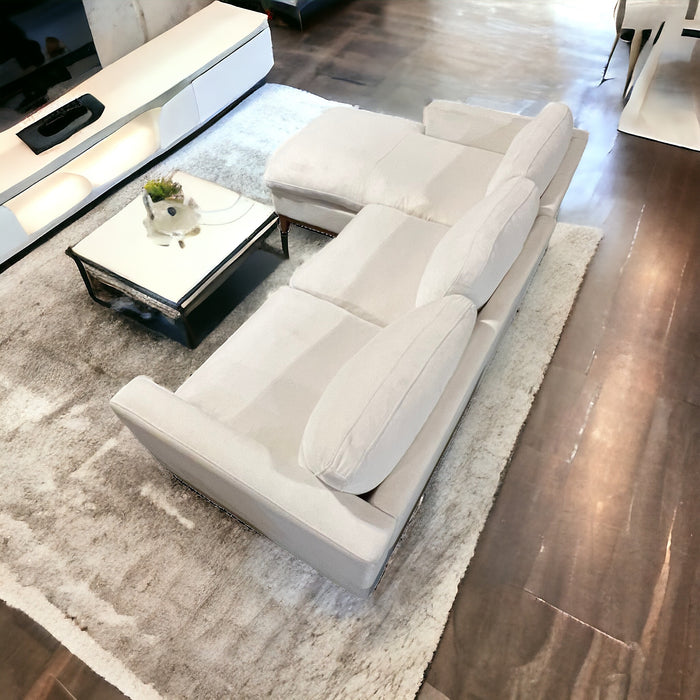 Off White Two Piece Sectional Couch with Chaise