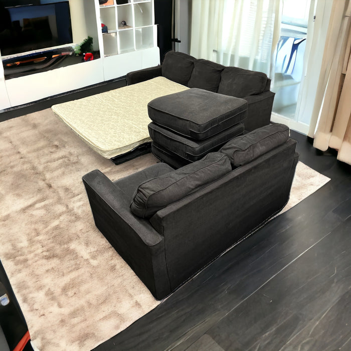 Charcoal Gray Sleeper Couch and Loveseat Set