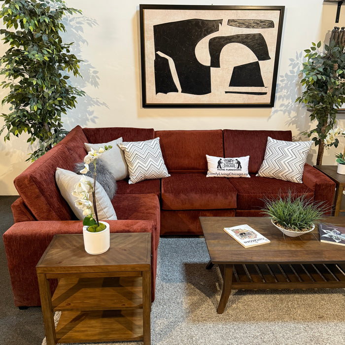 Daina Modular Sectional in Maroon Red