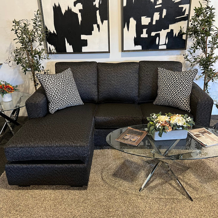 Charcoal Gray Sleeper Sectional Couch with Reversible Chaise