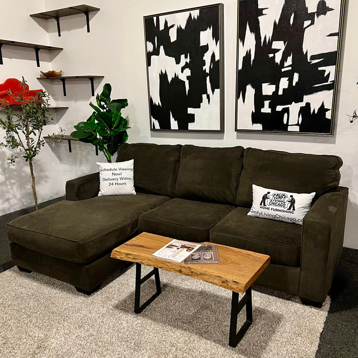 Olive Green Sectional with Reversible Chaise