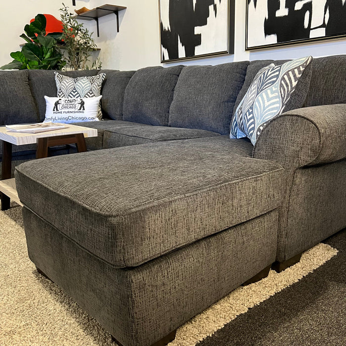 Charcoal Gray U Shape Sectional Couch with Reversible Chaise