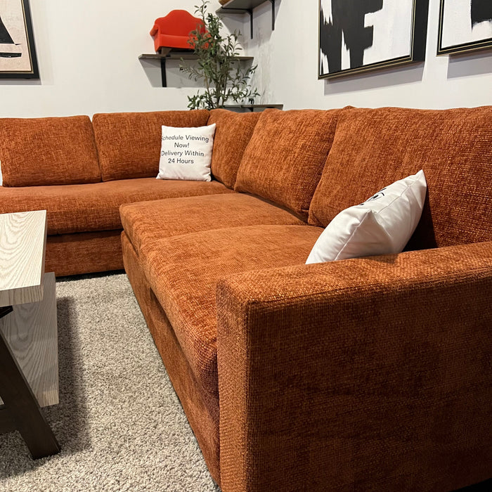 Joybird Orange Sectional with Bumper Chaise