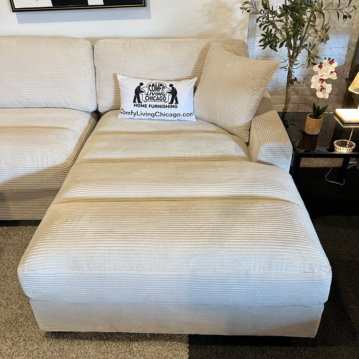 Off White Modular Six Piece Modular Tufted Sectional Couch with Chaise