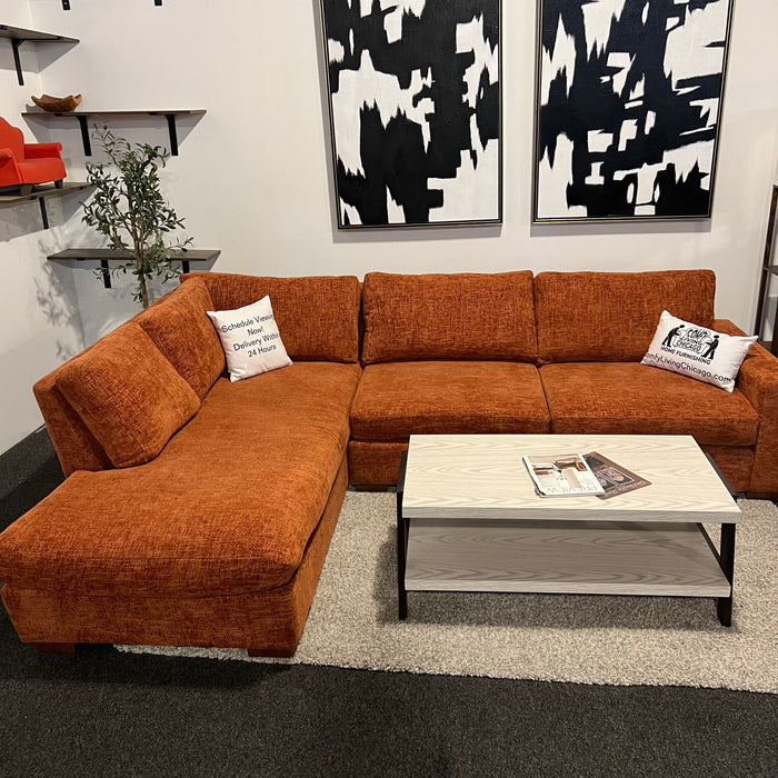 Joybird Orange Sectional with Bumper Chaise