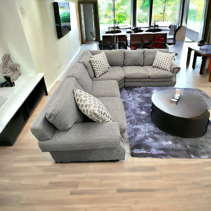 Beautiful Gray Three Piece Corner Sectional Couch