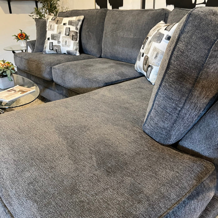 Gray Two Piece Sectional Couch with Chaise