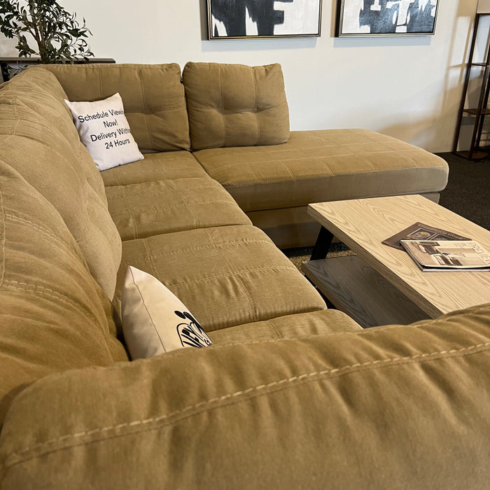 Ashley Home-stores Two Piece Sectional Couch with Chaise in Tan