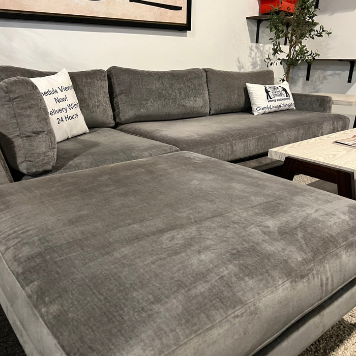 West Elm Andes Three Piece Sectional Couch in Gray