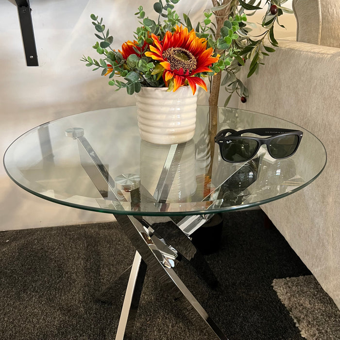 Modern Round Coffee Table and Side Table Set with Metal Legs