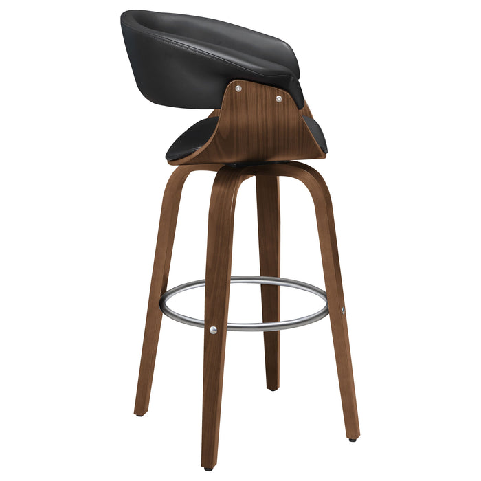 Zion Upholstered Swivel Bar Stool Walnut and Black