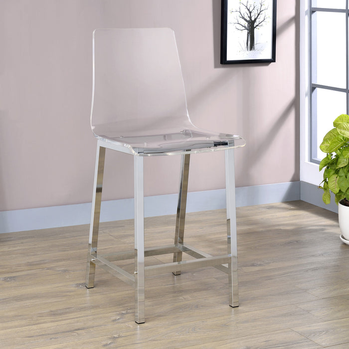 Juelia Counter Height Stools Chrome and Clear Acrylic (Set of 2)