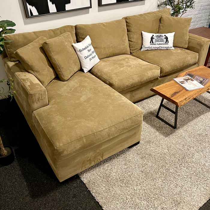 Crate and Barrel Axis Caramel Two Piece Sectional Couch