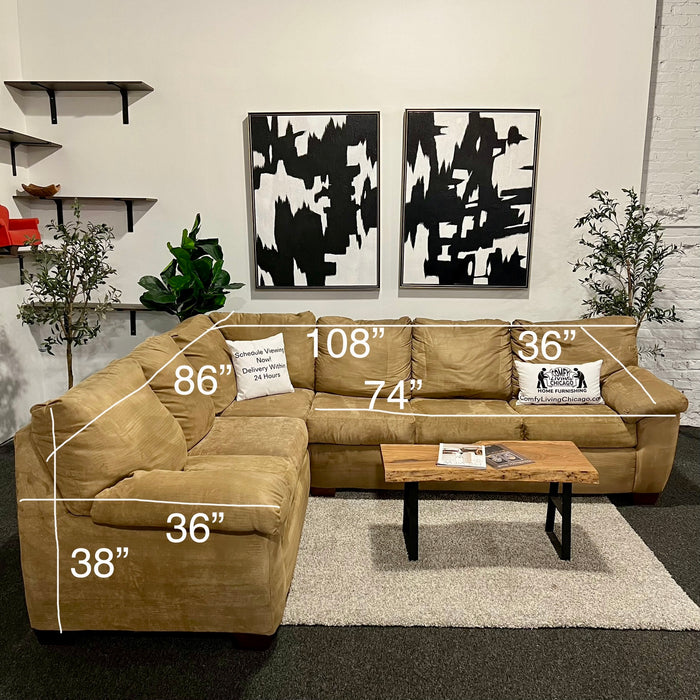 Caramel Jonathan Louis Two Piece Sectional Couch with Full Soze Pullout Mattress