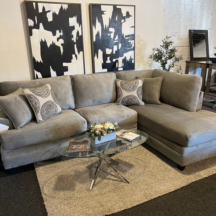 Gray Two Piece Sectional Couch with Right Chaise