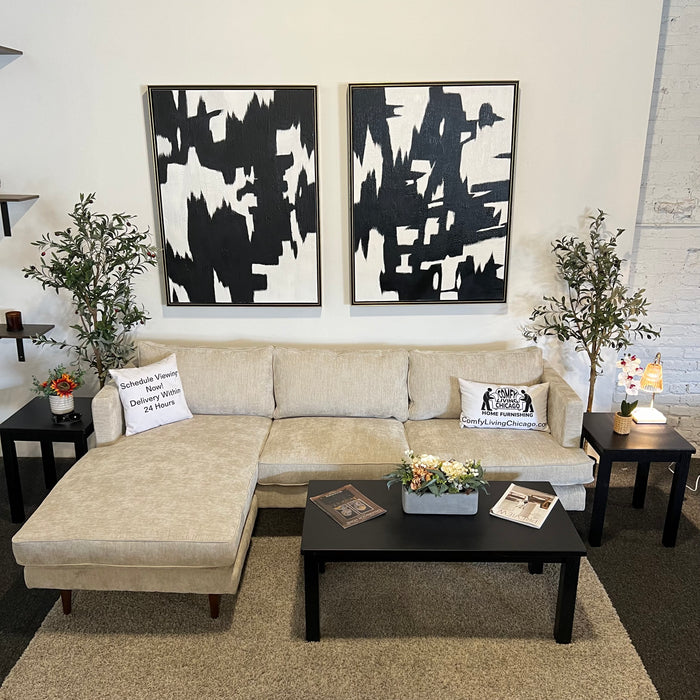 Contemporary Couch and Side Table Set in Black Finish