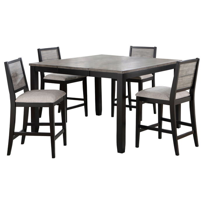 Elodie  Counter Height Dining Table Set with Extension Leaf Grey and Black