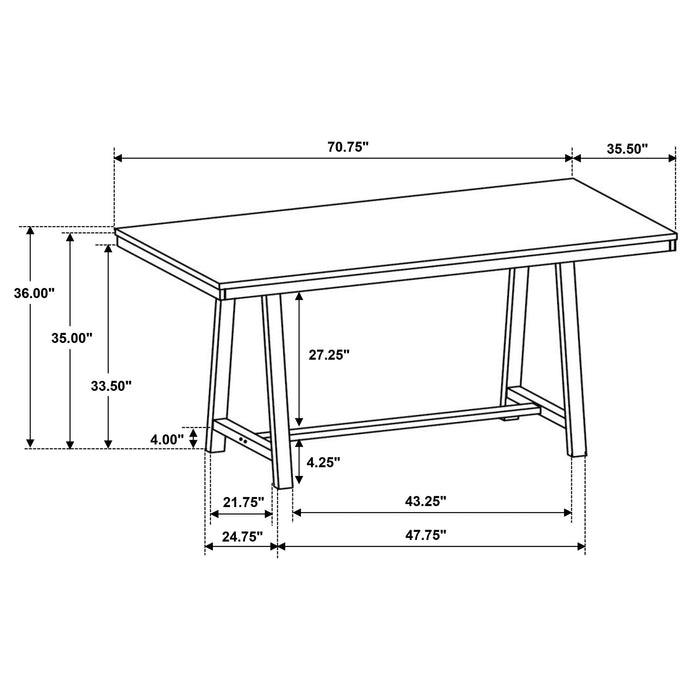 Hollis  Rectangular Counter Height Dining Set Brown and White