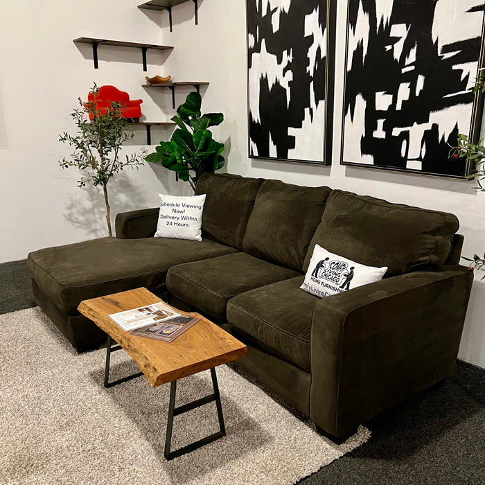 Olive Green Sectional with Reversible Chaise