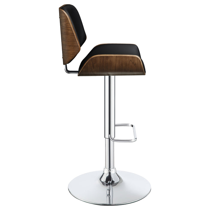 Folsom Upholstered Adjustable Bar Stool Black and Chrome