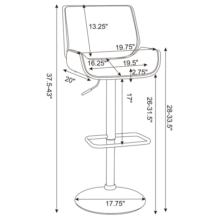 Folsom Upholstered Adjustable Bar Stool Black and Chrome