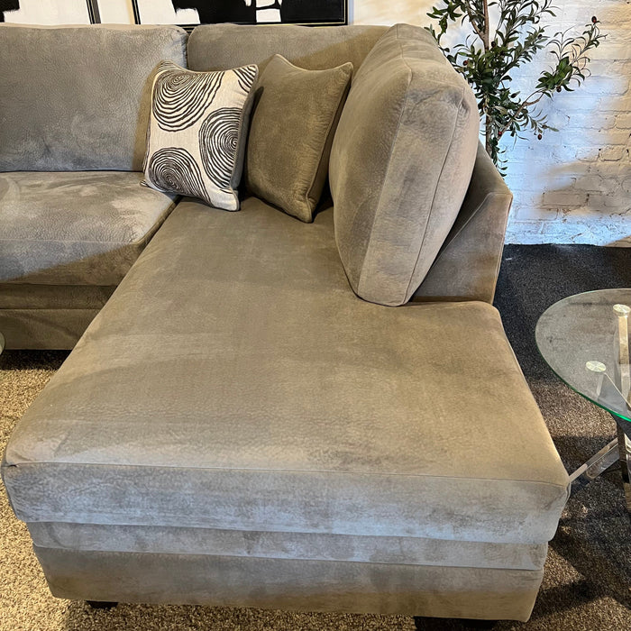 Gray Two Piece Sectional Couch with Right Chaise