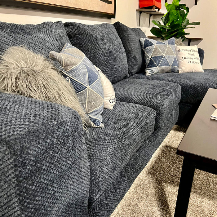 Blue Two Piece Sectional Couch with Chaise