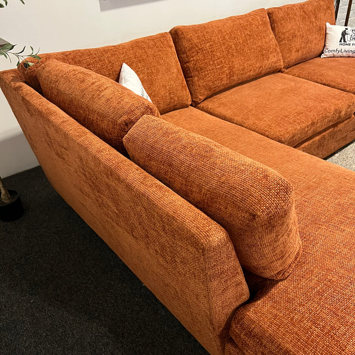 Joybird Orange Sectional with Bumper Chaise