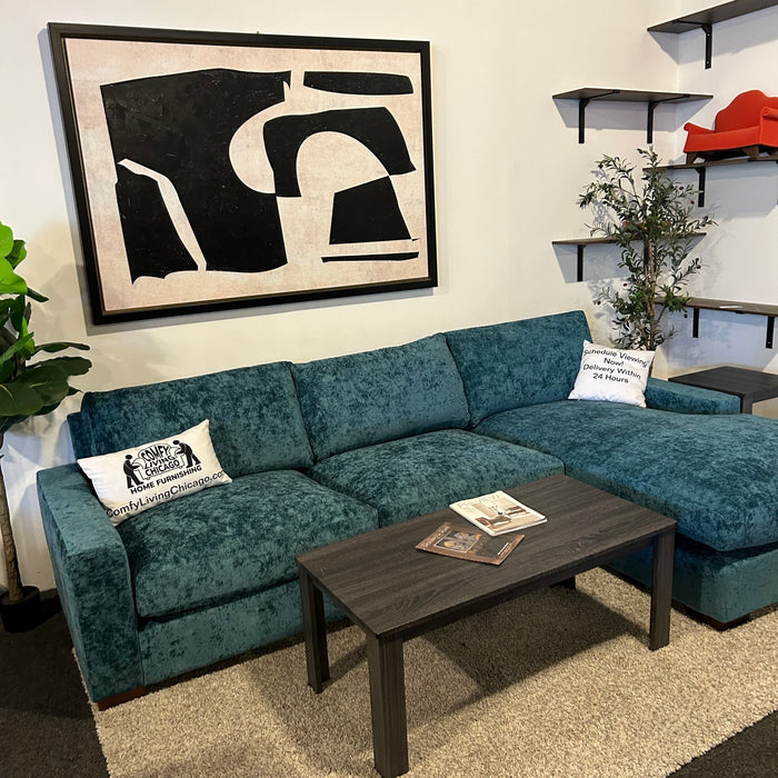 Joybird Anton Sectional Couch in Aqua Blue