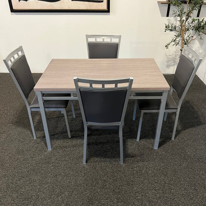 Contemporary Rectangular Dining Set with Weathered Top in Gray