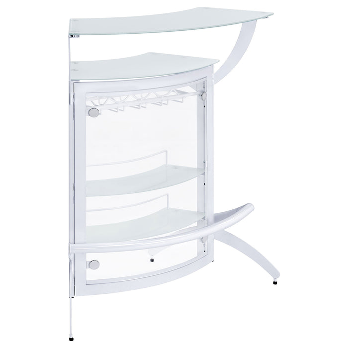 Dallas 2-shelf Curved Home Bar White and Frosted Glass (Set of 3)