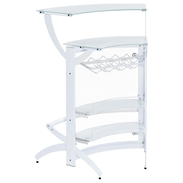 Dallas 2-shelf Curved Home Bar White and Frosted Glass (Set of 3)