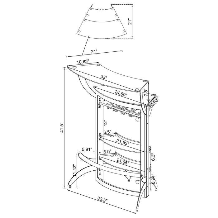 Dallas 2-shelf Curved Home Bar White and Frosted Glass (Set of 3)