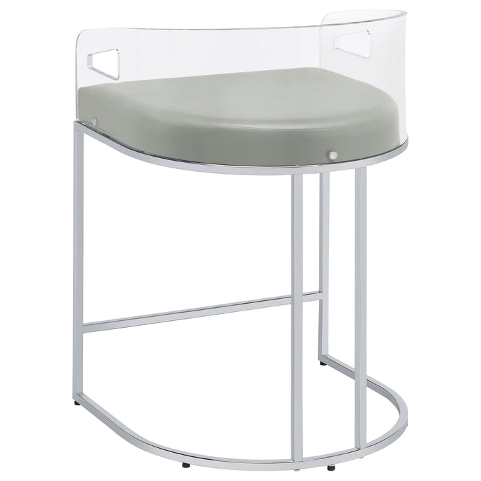 Thermosolis Acrylic Back Counter Height Stools Grey and Chrome (Set of 2)