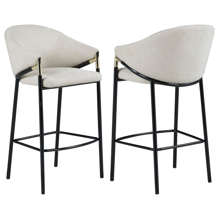 Chadwick Sloped Arm Bar Stools Beige and Glossy Black (Set of 2)