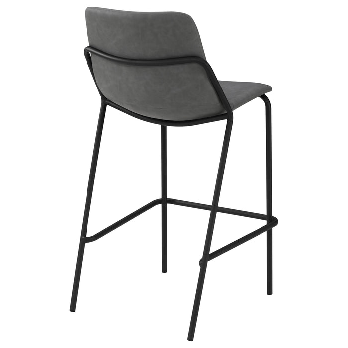 Earnest Solid Back Upholstered Bar Stools Grey and Black (Set of 2)