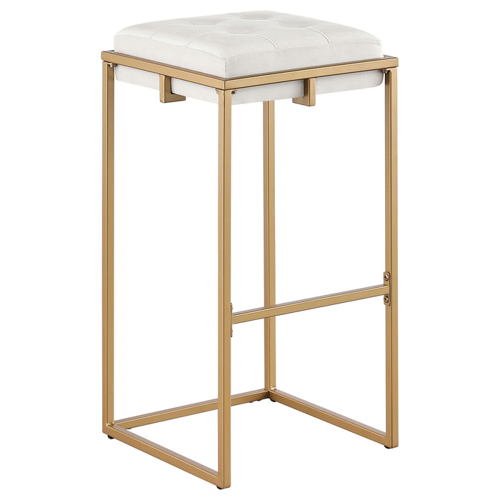 Nadia Square Padded Seat Bar Stool (Set of 2) Beige and Gold