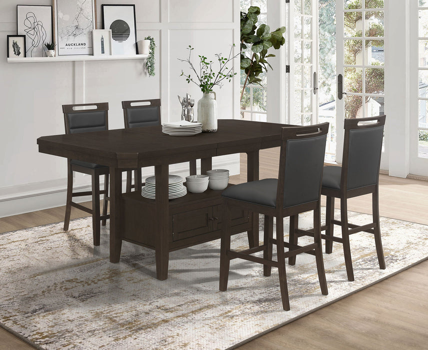 Prentiss  Rectangular Counter Height Dining Set with Butterfly Leaf Cappuccino