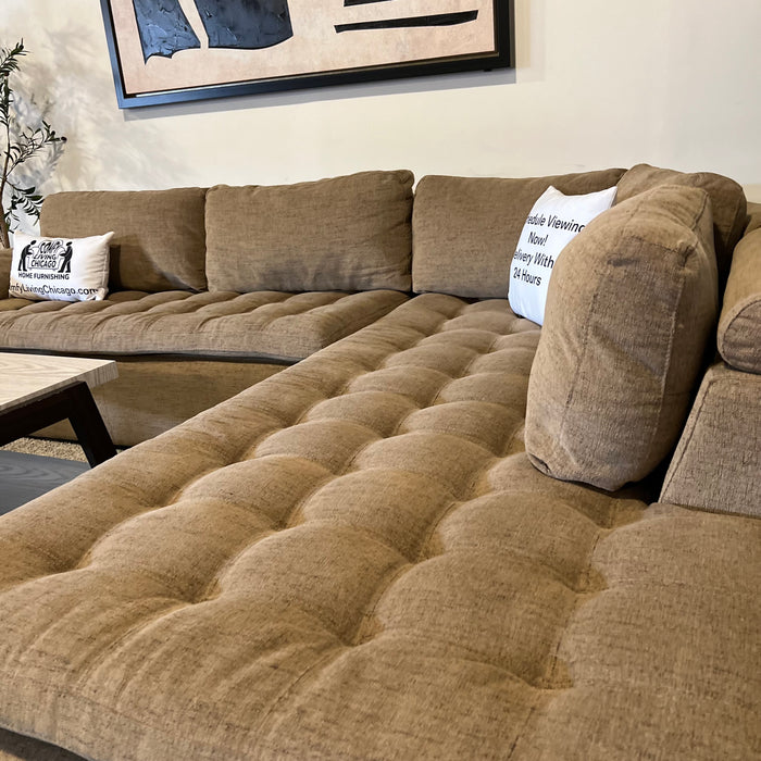 Jonathan Louis Tufted Beige L Shaped Sectional Couch