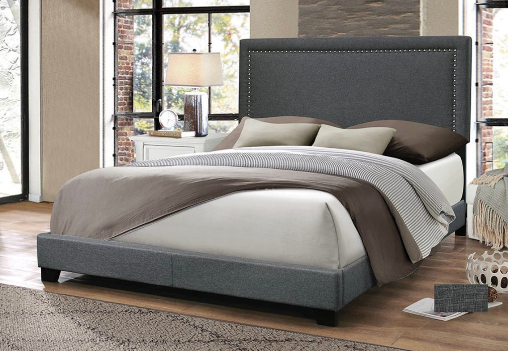 Gray Queen Bedframe with Silver Accents