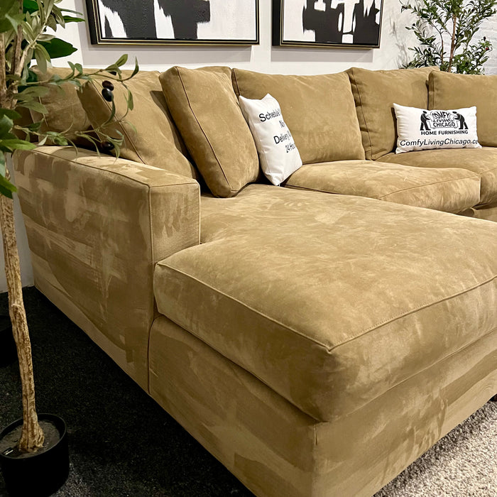 Crate and Barrel Axis Caramel Two Piece Sectional Couch