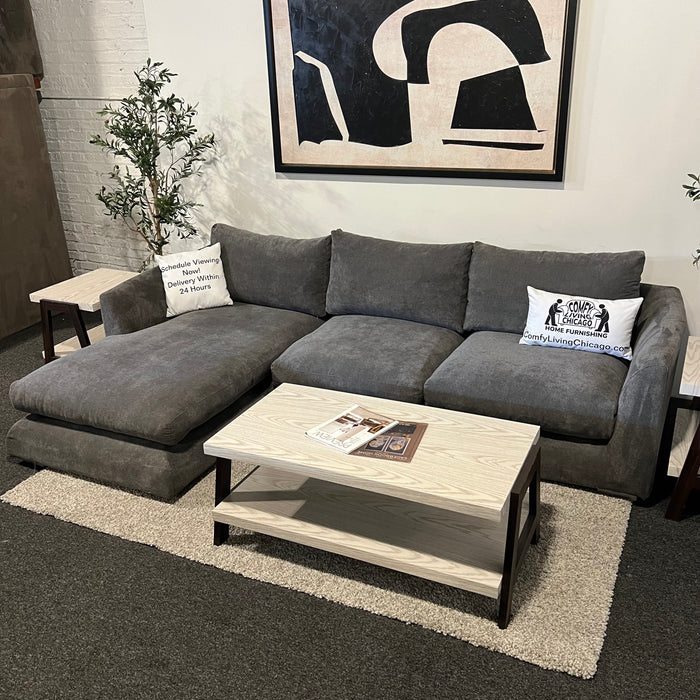 Mario Capasa Feathers Gray Two Piece Sectional Couch