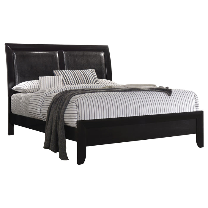 Briana  Upholstered Panel Bed Black