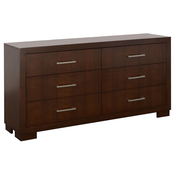 Jessica 6-drawer Dresser with Mirror Cappuccino