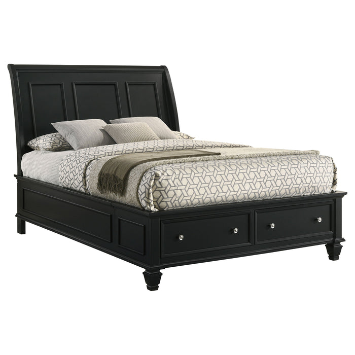 Sandy Beach  Storage Sleigh Bed Black