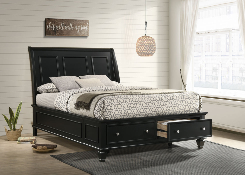 Sandy Beach  Storage Sleigh Bed Black