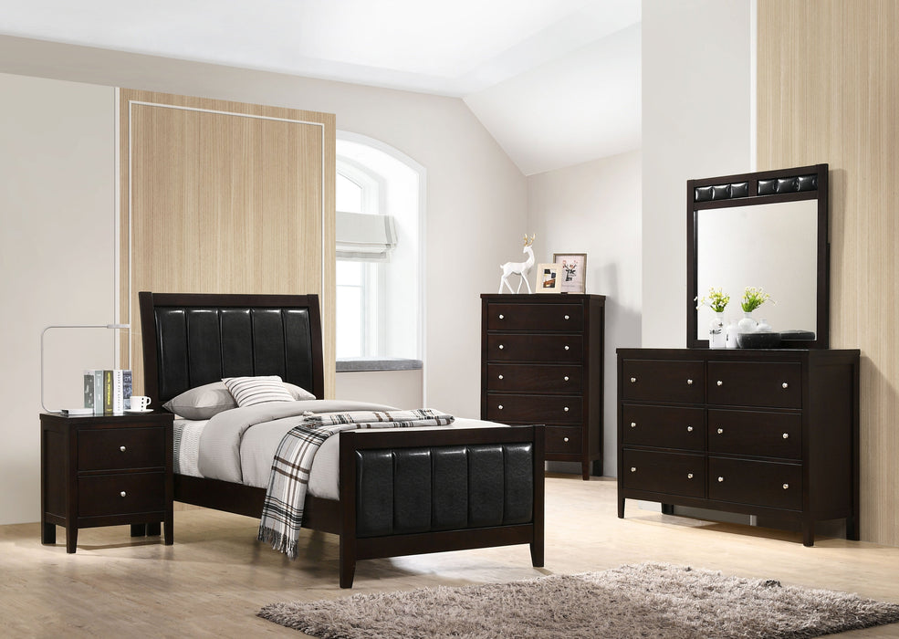 Carlton  Upholstered Bed Cappuccino and Black