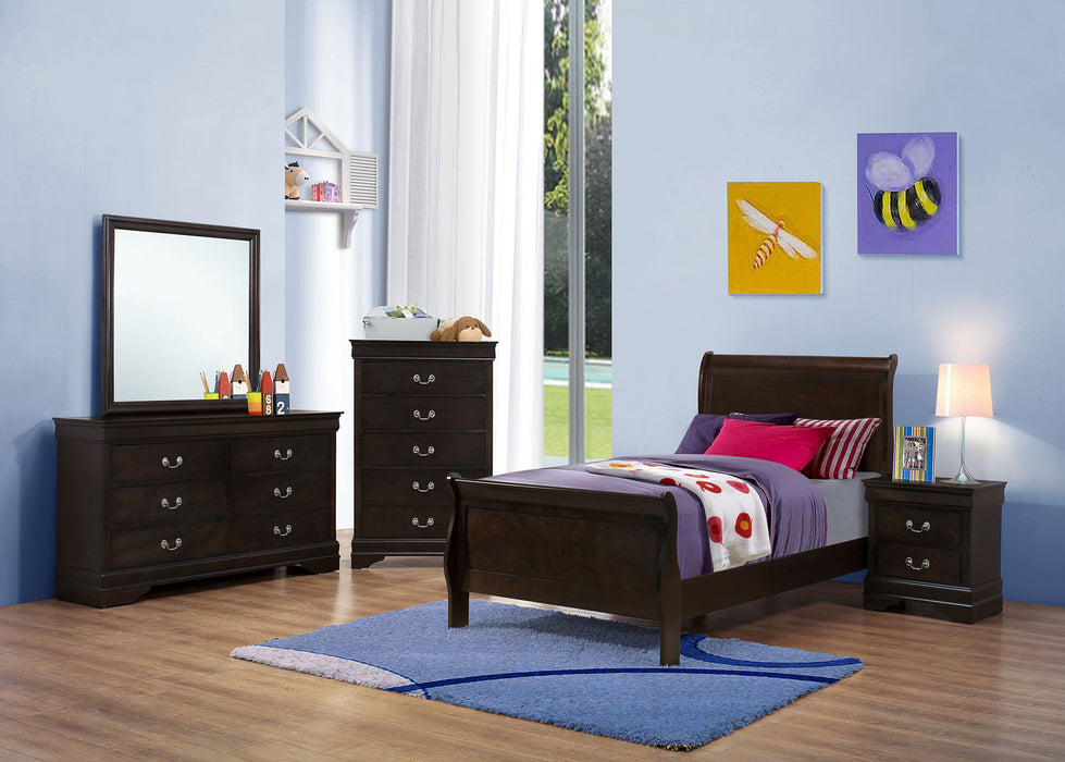 Louis Philippe  Panel Sleigh Bed Cappuccino