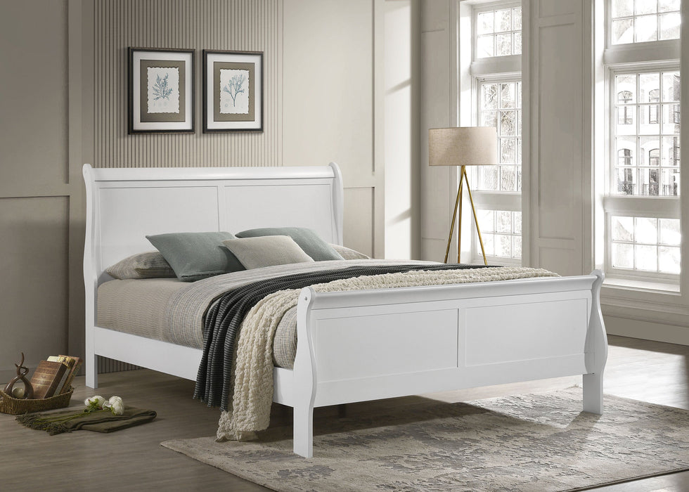 Louis Philippe 47-inch  Sleigh Panel Bed White